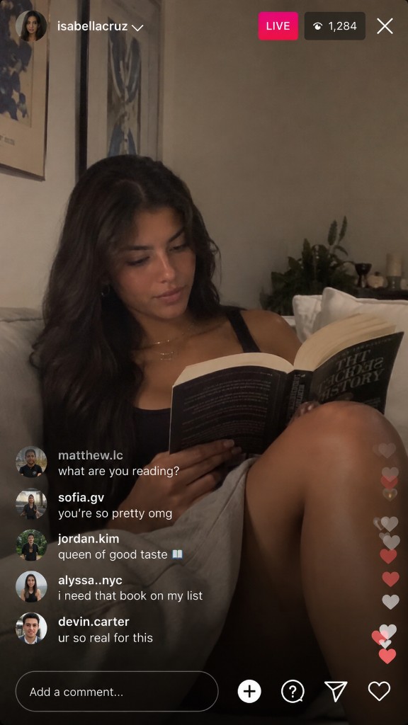 Model hosting a live stream